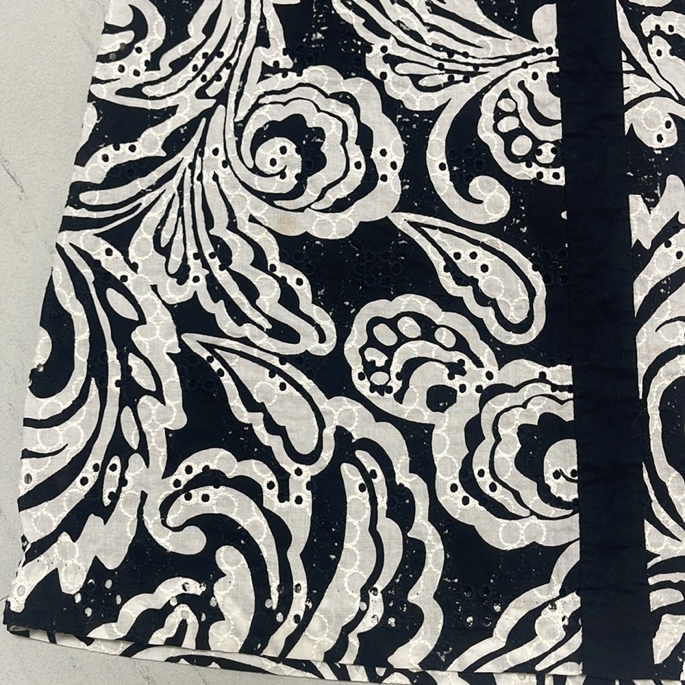 Anthropologie Tabitha Eyelet Black and White Paisley Cocktail Dress Size 6